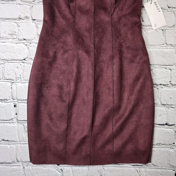 Bailey 44 Glade Skiing Faux Suede Plum Burgundy Sheath Ruffle Dress New Size Sm - Picture 3 of 14
